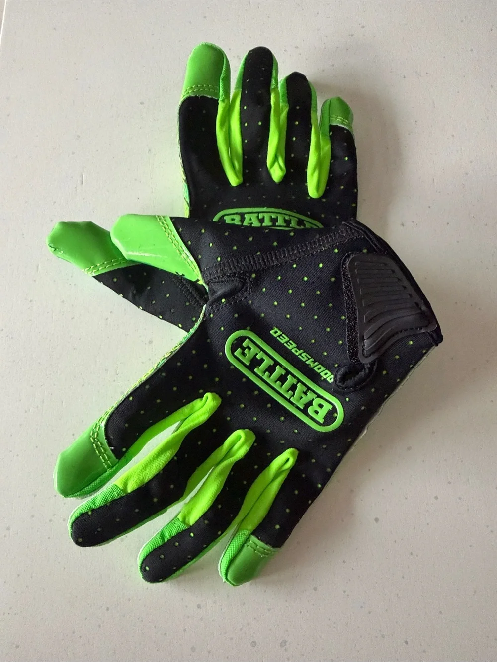 Battle Doom Speed Kids Football Gloves Youth Medium  Slime Drip Design